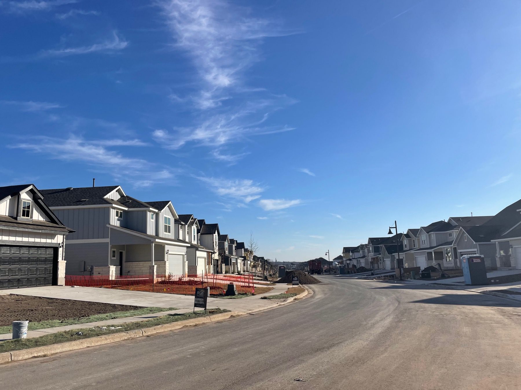 street under construction in liberty hill Santa Rita ranch