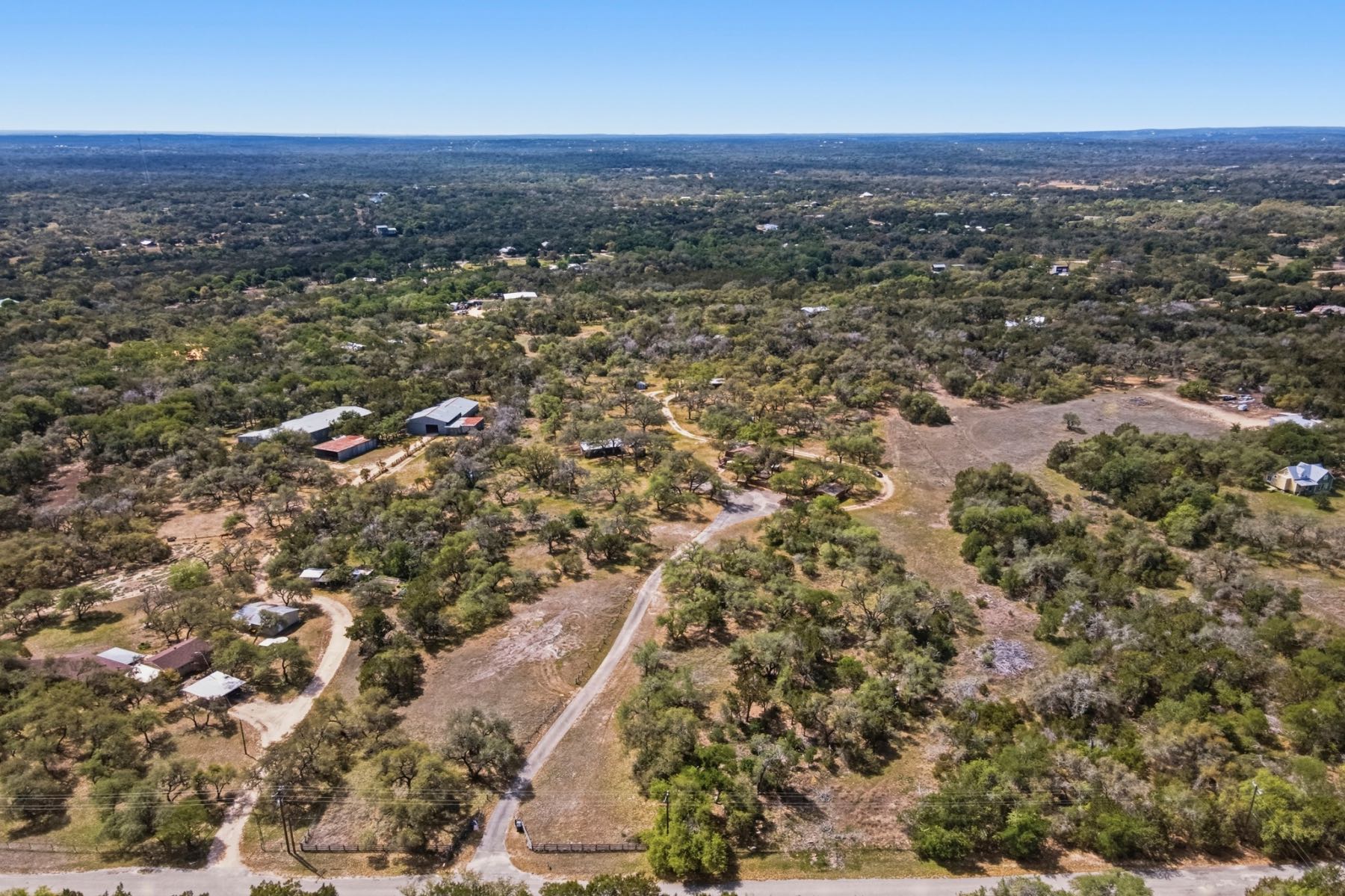 Aerial view of the Rolling Oaks neighborhood in Driftwood, TX