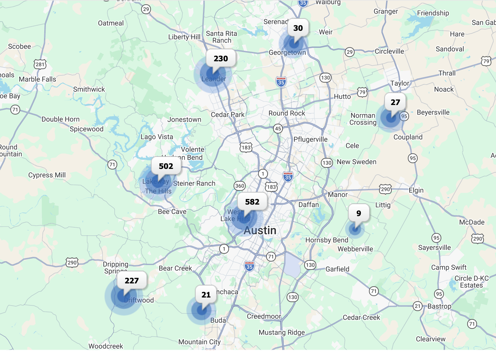July 12 2026 Austin Luxury Homes for Sale Map – 1,670 Active Listings Across Three Counties