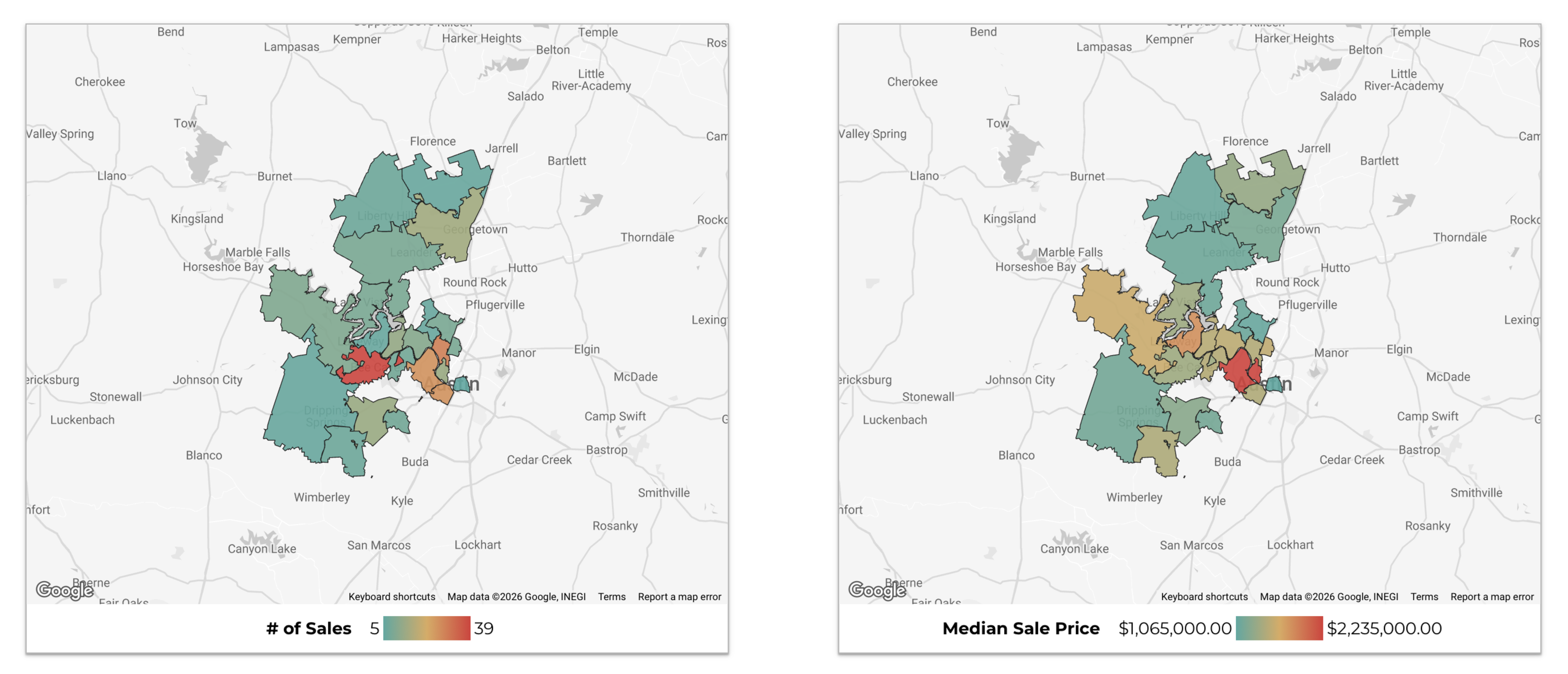 June 2026 Austin Luxury Home Sales Heat Map – Sales Volume and Median Price by Zip Code