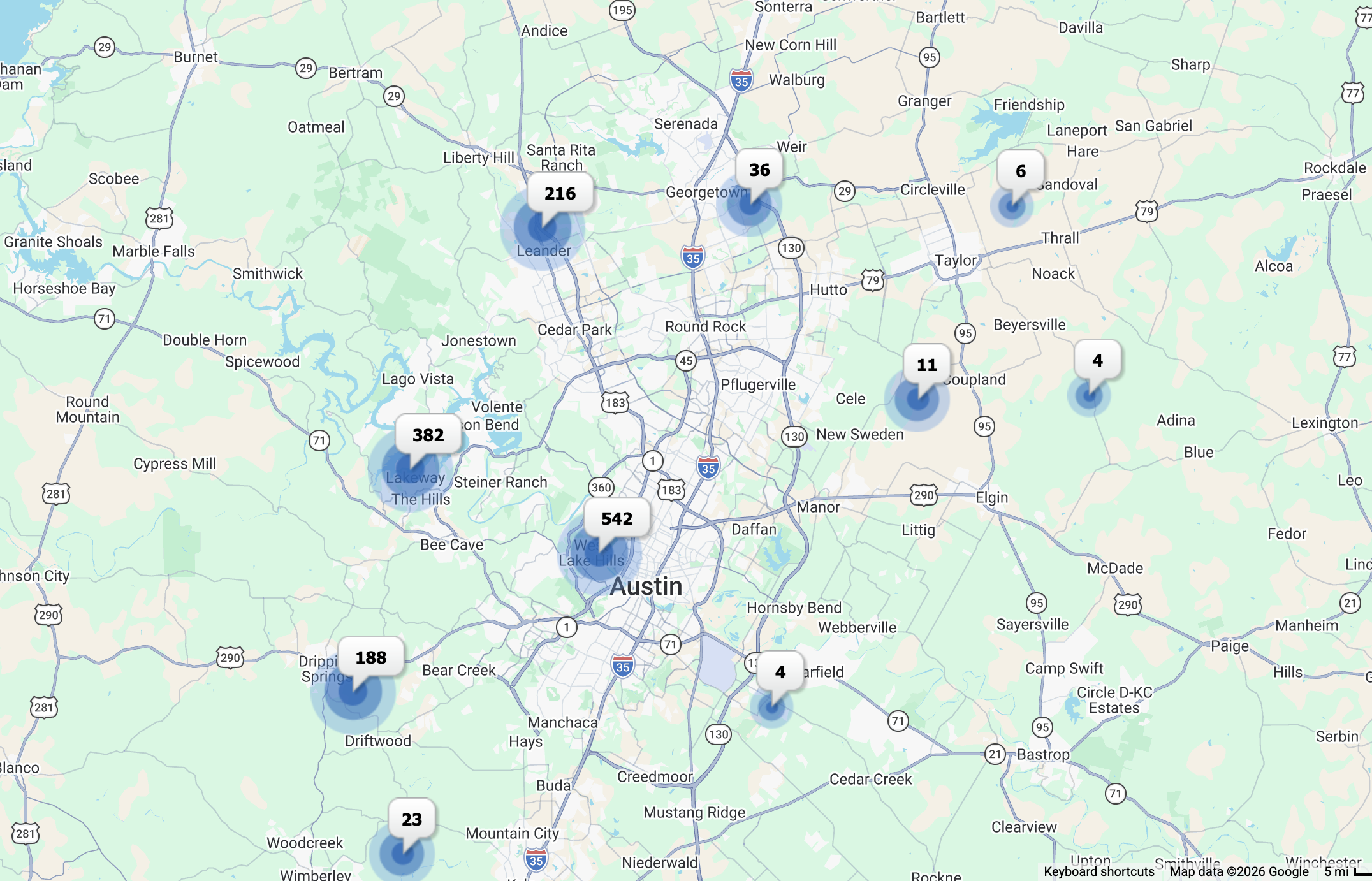 September 2026 Austin Luxury Homes for Sale Map – 1,463 Active Listings