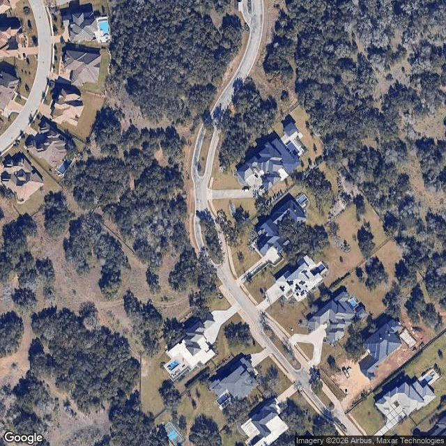 Aerial satellite view of McCormick Ranch on Lake Austin in Austin 78732