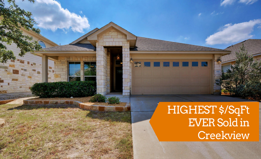 highest price per square foot sold in creekview