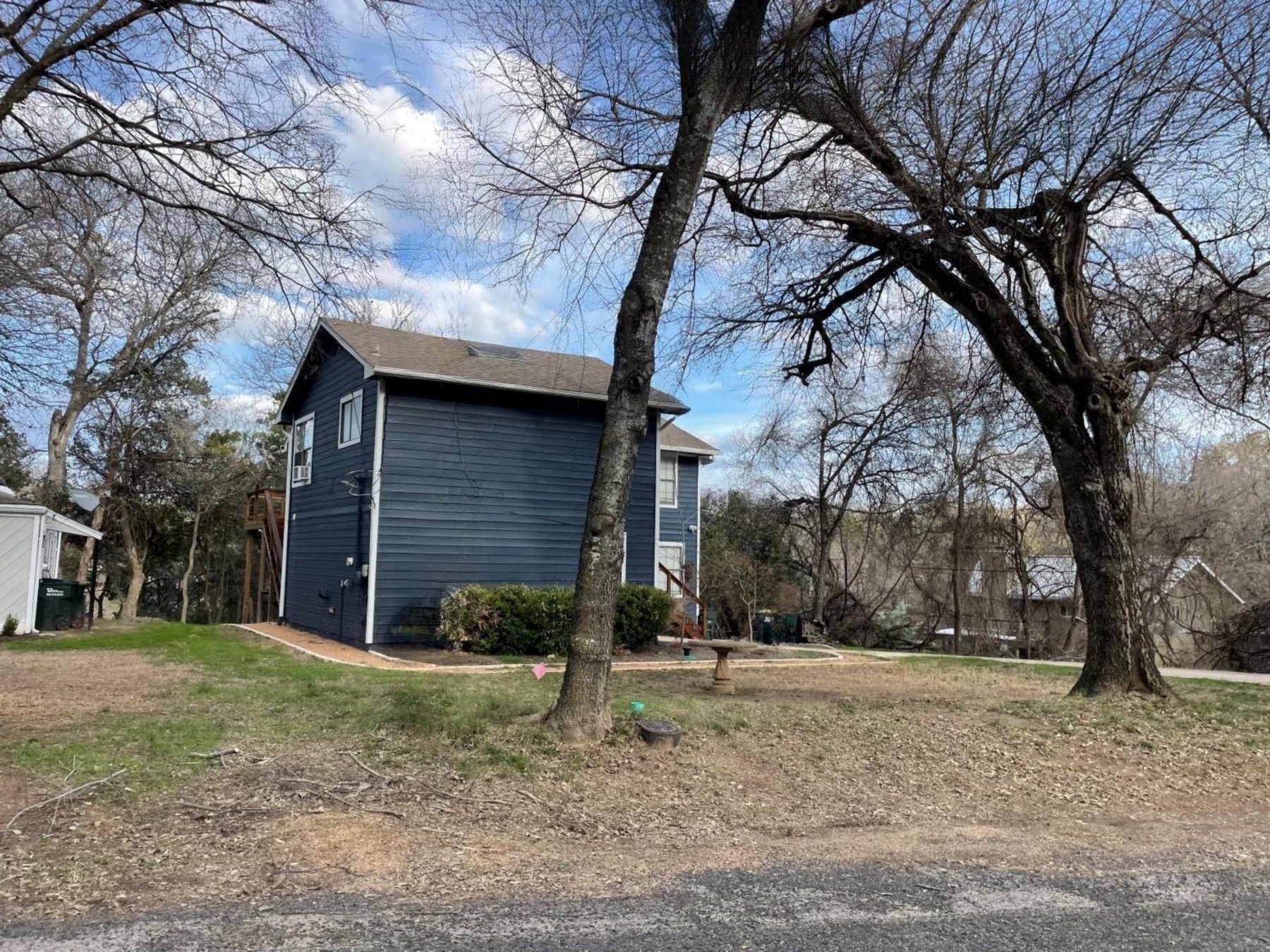 apache shores 2 story blue house Austin texas