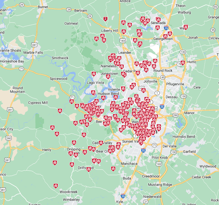 may 2023 Austin luxury home sales map