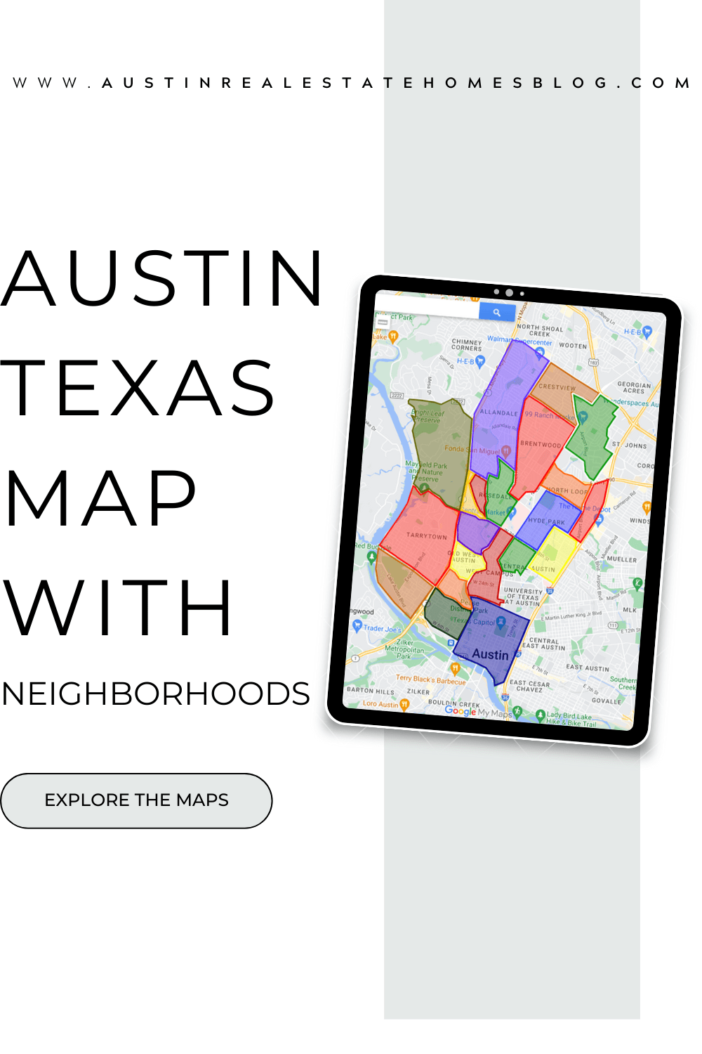Austin Texas map with neighborhoods