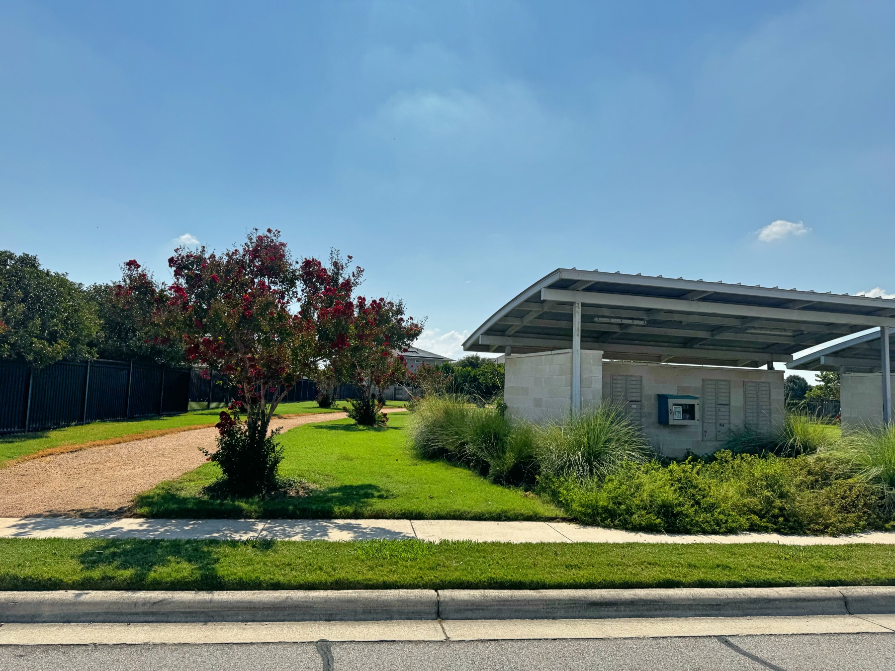 Addison Austin walking trail and mailboxes